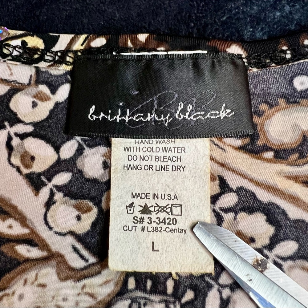 Brittany Black Vintage Y2K Boho Paisley Sequin Ruffle Blouse Size Large - Picture 8 of 8